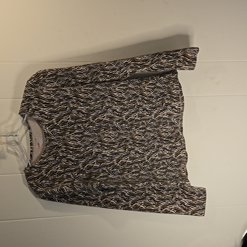 Kim Rogers Womens Long Sleeve Animal Print Top